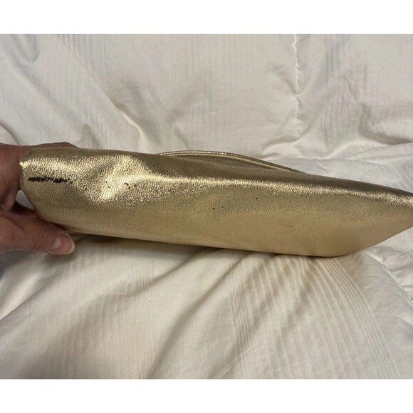 Gold Clutch Purse Evening Bag Snap Closure 9” X 6” Formal Evening - Picture 5 of 13